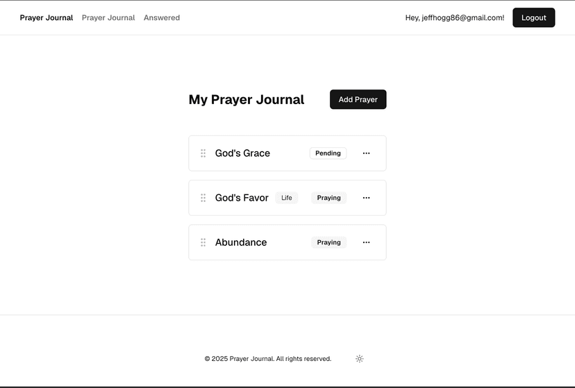 Screenshot of the Prayer Journal project